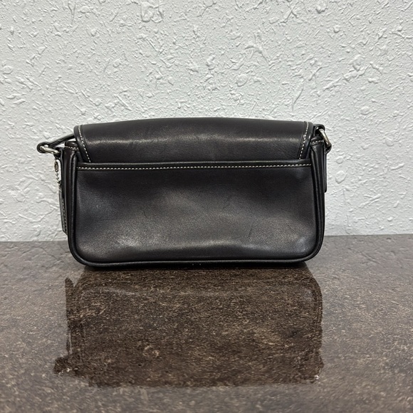 Vintage Coach Y2K Bleecker Double Buckle Black Leather Crossbody Saddle‎ Bag - Picture 2 of 11